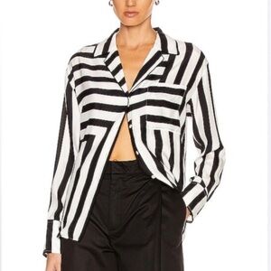 NWOT Frame Silk Mix Stripe Multi Blouse